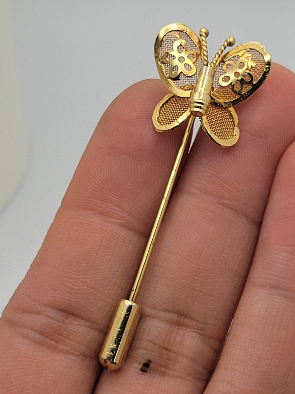 Vintage Gold Butterfly Stick Pin Lapel Pin